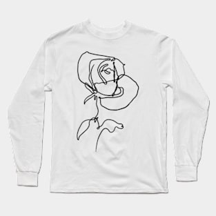 Rose leaves one line art Long Sleeve T-Shirt